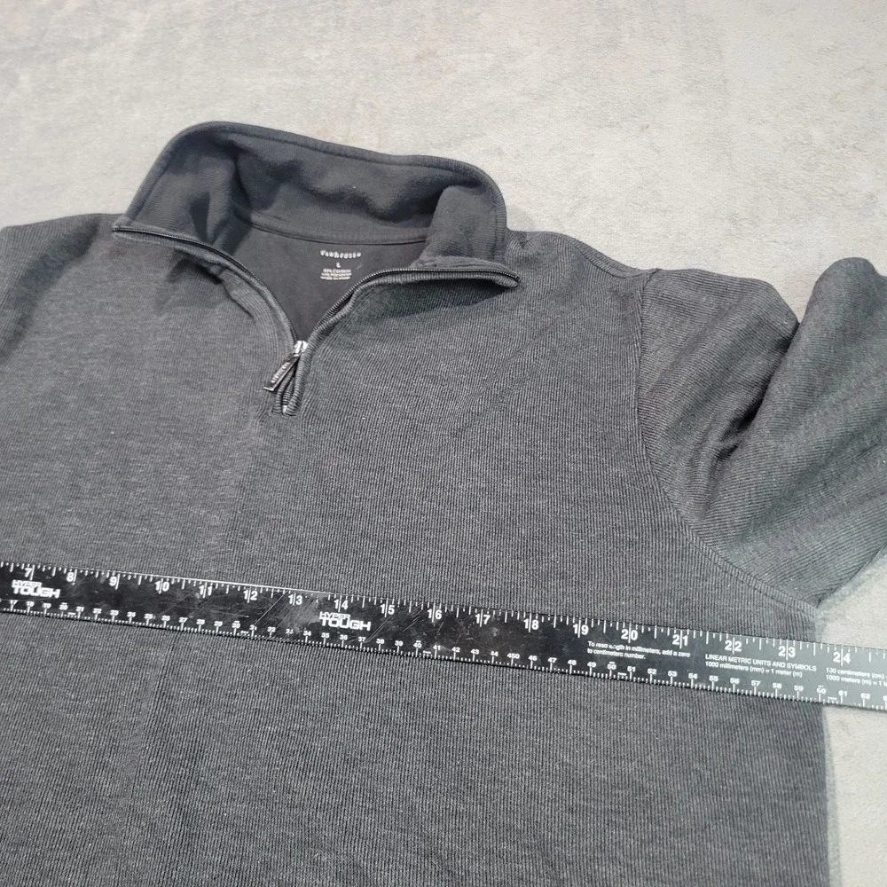 Van Heusen Pullover Mens Large Grey Quarter Zip Ribbed Cotton Blend Casual 11574